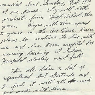 Letter to Raymond & Myrtle Oxton