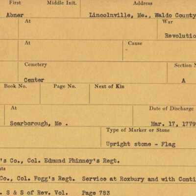 Abner Milliken Military Records