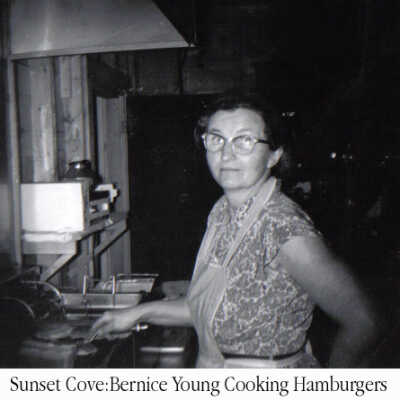 Bernice Young Cooking Hamburgers