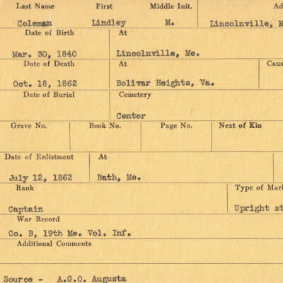 Lindley M. Coleman Military Records