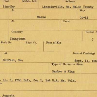 Timothy Fernald Military Records