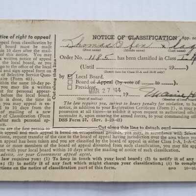 March 27, 1944 Notice - Front Side