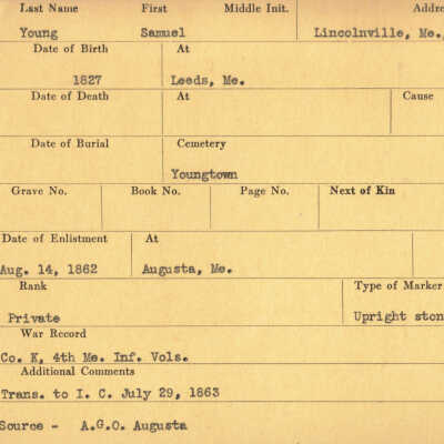 Samuel Young Military Records