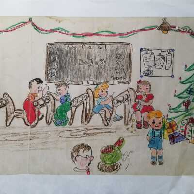 Beach Schoolhouse Drawing