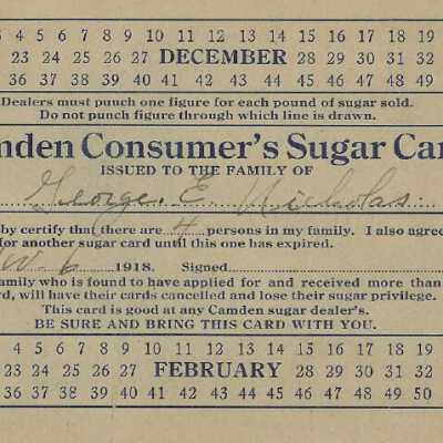 Sugar Rationing Card