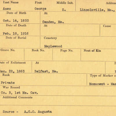 George S. Ames Military Records