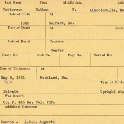 Nathan F. Patterson Military Records
