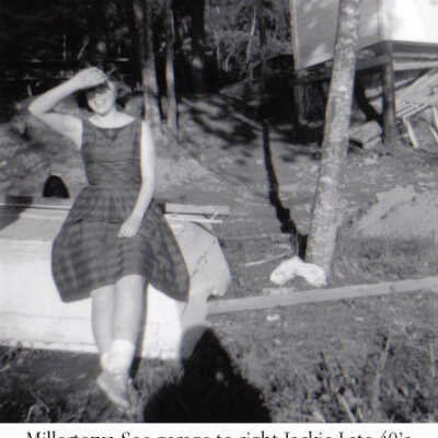 Millertown, garage to right, Jackie - late 1940s