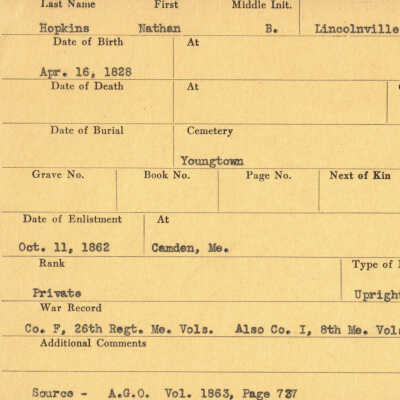 Nathan B. Hopkins Military Records
