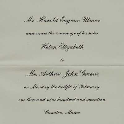 Ulmer - Greene wedding invitation
