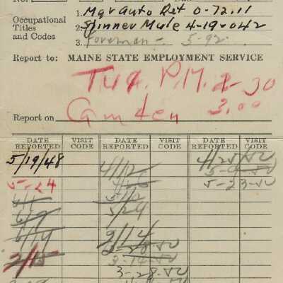 Maine State Employment Service ID card
