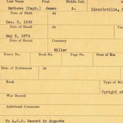 Captain James A. Mathews Military Records