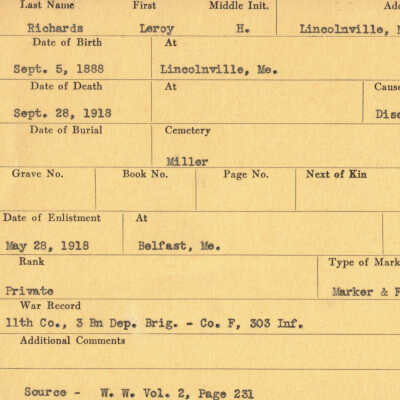 Leroy H. Richards Military Records
