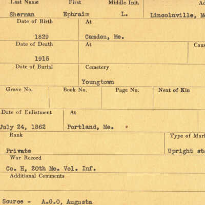 Ephraim L. Sherman Military Records