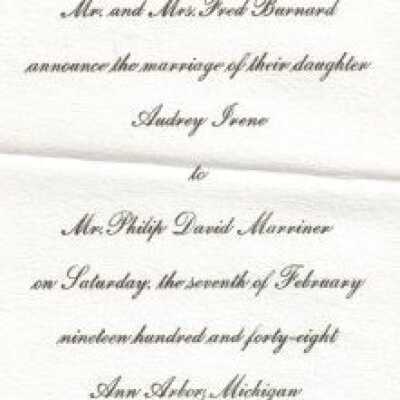 Burnard - Marriner Wedding Announcement