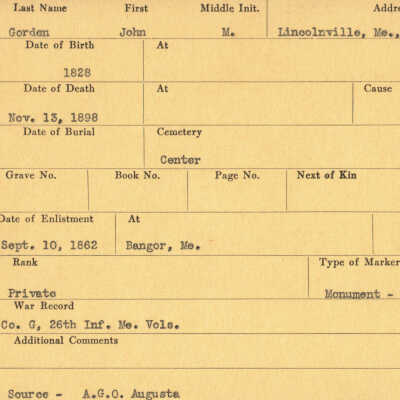 John M. Gordon Military Records