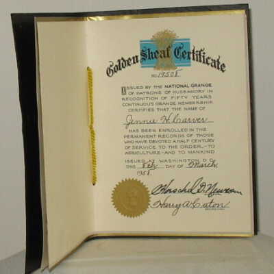 Grange certificate, inside