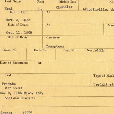 Chandler H. Heal military records.