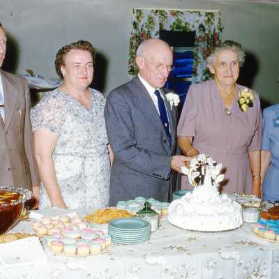 1955 - L to R: Edwin Ames, Awilda Ames Lord Norwood, Robie Ames Sr., Isabel Ames, Mary Drinkwater Ames, Robie Ames Jr.