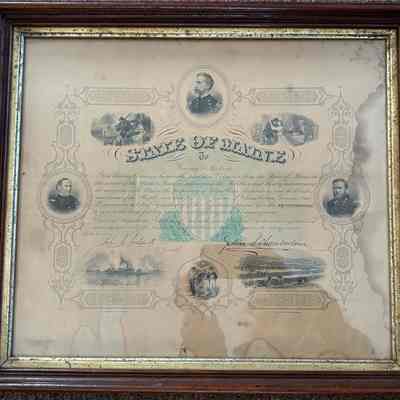 Certificate from State of Maine to Francis W. Richards for his service in the Civil War; signed by Joshua Chamberlain