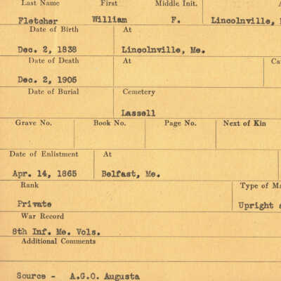 William F. Fletcher Military Records
