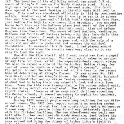 Jenness Eugley's history of the Wiley School