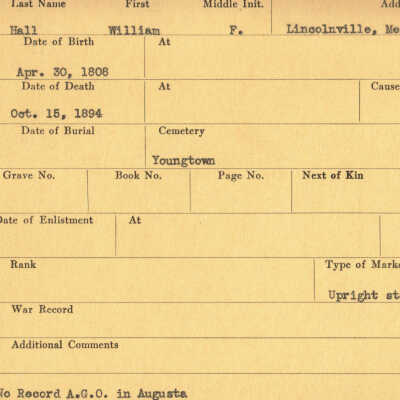 William F. Hall Military Records