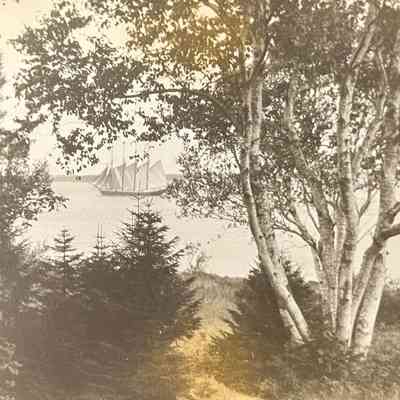 four-masted ship sailing by Point