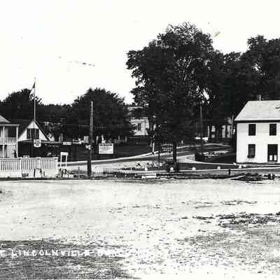 View north across Frohock Brook: Left is Putnam Frohock's hotel, now restaurant parking lot, Beach Inn (later Chez Michel) Right is today's Whale's Tooth Pub