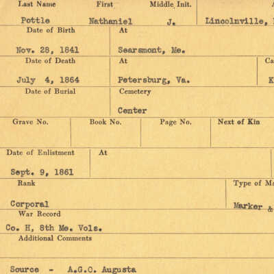 Nathaniel J. Pottle Military Records