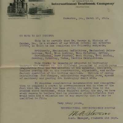 Certificate of Completion - George E. Nichols