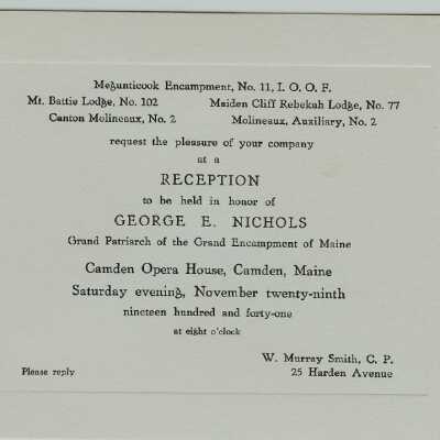 Invitation to George Nichols reception