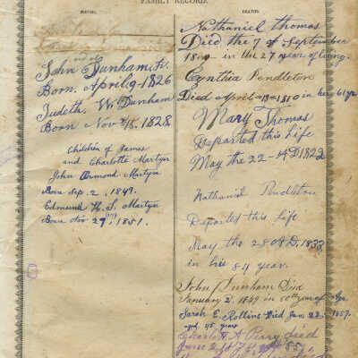 Bible Records - Pendleton and Thomas
