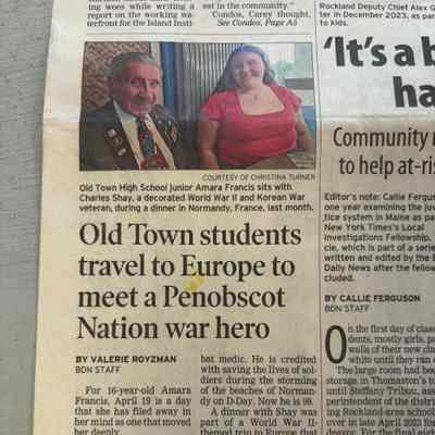 Charles Shay Article from Bangor Daily News - May 14, 2024