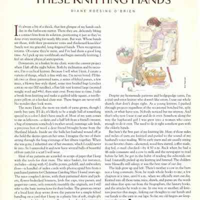 These Knitting Hands, Summer 2007 Interweave Knits: Essay by Diane O'Brien
