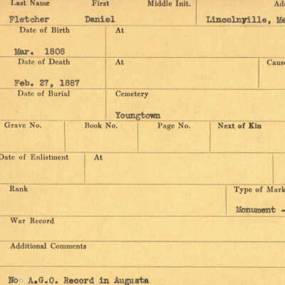 Daniel Fletcher Military Records