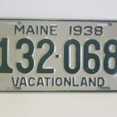 Set of Two License Plates "Maine 1938"