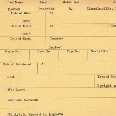 Frederick B. Dunton Military Records