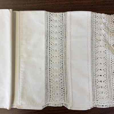 Pair of Pillowcases with Fine Crocheted Lace Edging