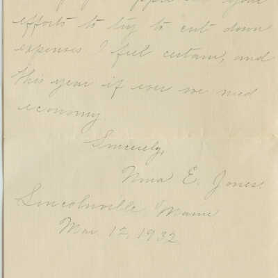 Letter from Nina Jones to George Nichols