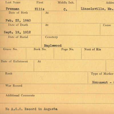 Ellis C. Freeman Military Records