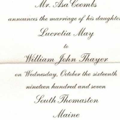 Coombs - Thayer Wedding Announcement