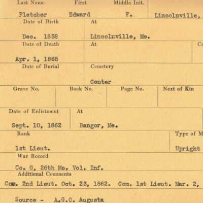 Edward F. Fletcher Military Records