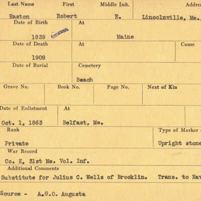 Robert E. Easton Military Records