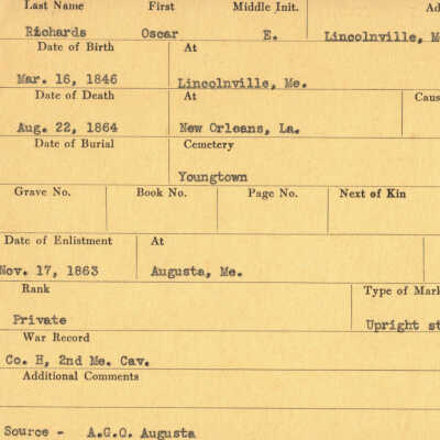 Oscar E. Richards Military Records