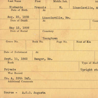 Francis W. Richards Military Records