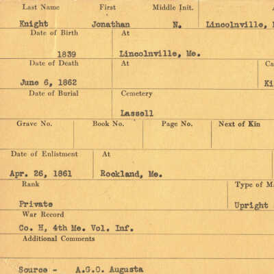 Jonathan N. Knight Military Records