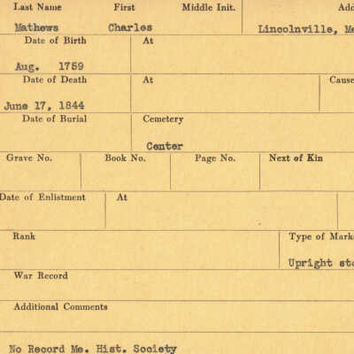 Charles Mathews Military Records