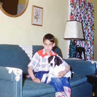 1956 - David & Dog on Couch
