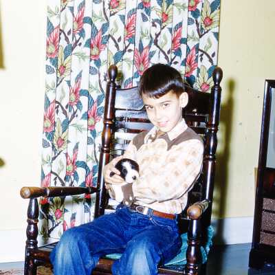 1956 - David with Puppy in Chair